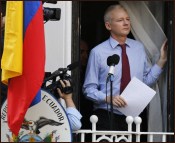 Julian Assange on the Balcony