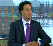 Ed Miliband with a purple tie