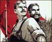 Detail of a Poster Showing Soviet Workers